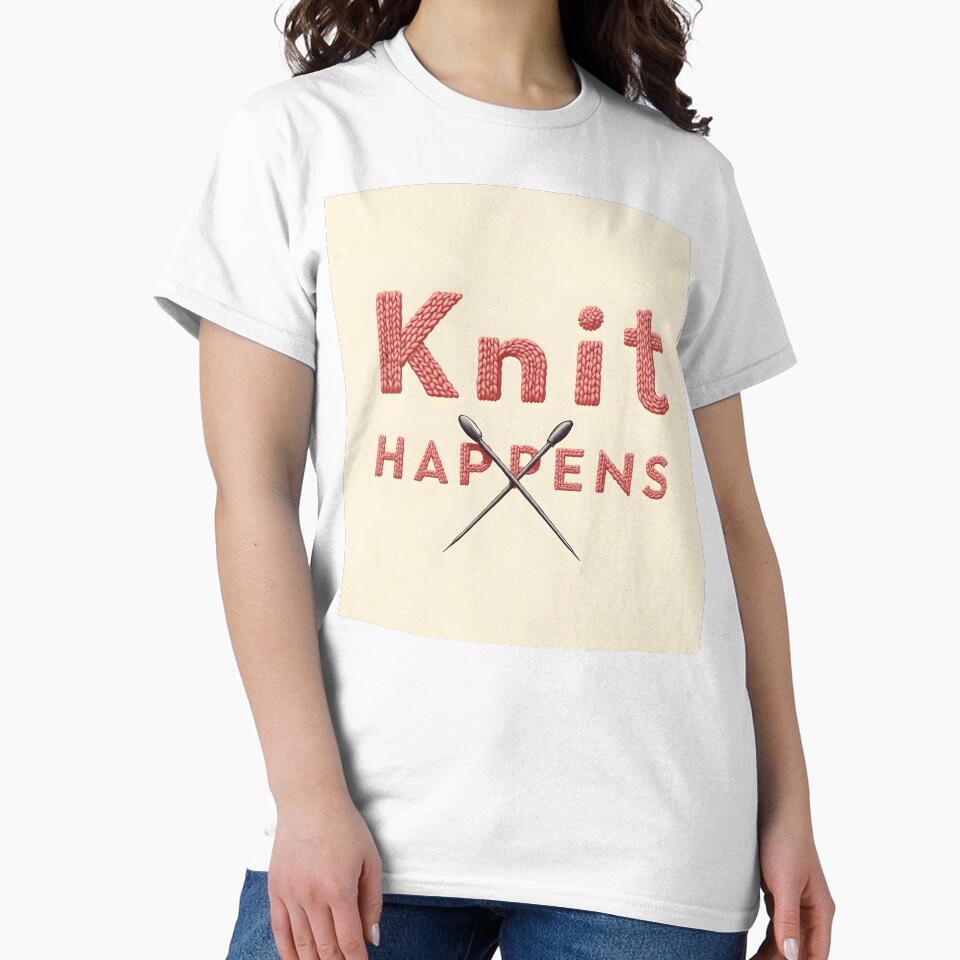 Knit Happens – Minimalist Yarn Humor Design by nhk999