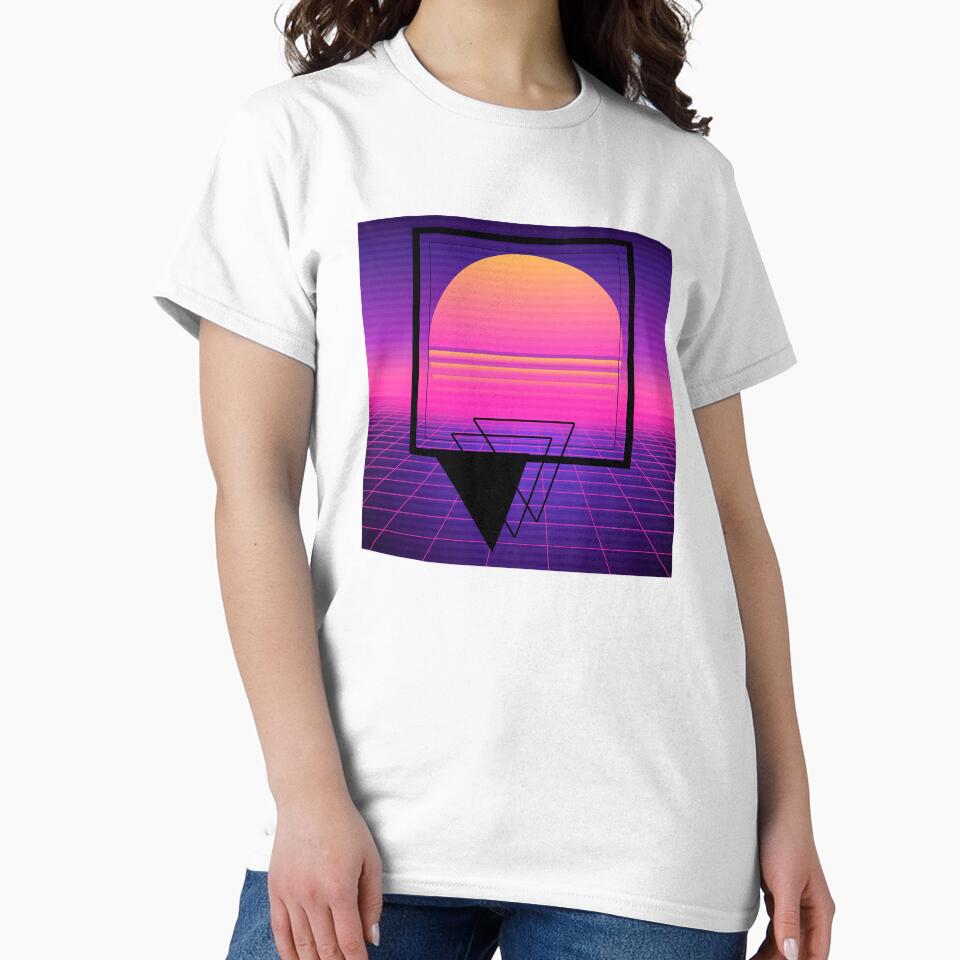 Retro Sunset Grid Neon Synthwave Landscape Purple Pink by Artography Designs