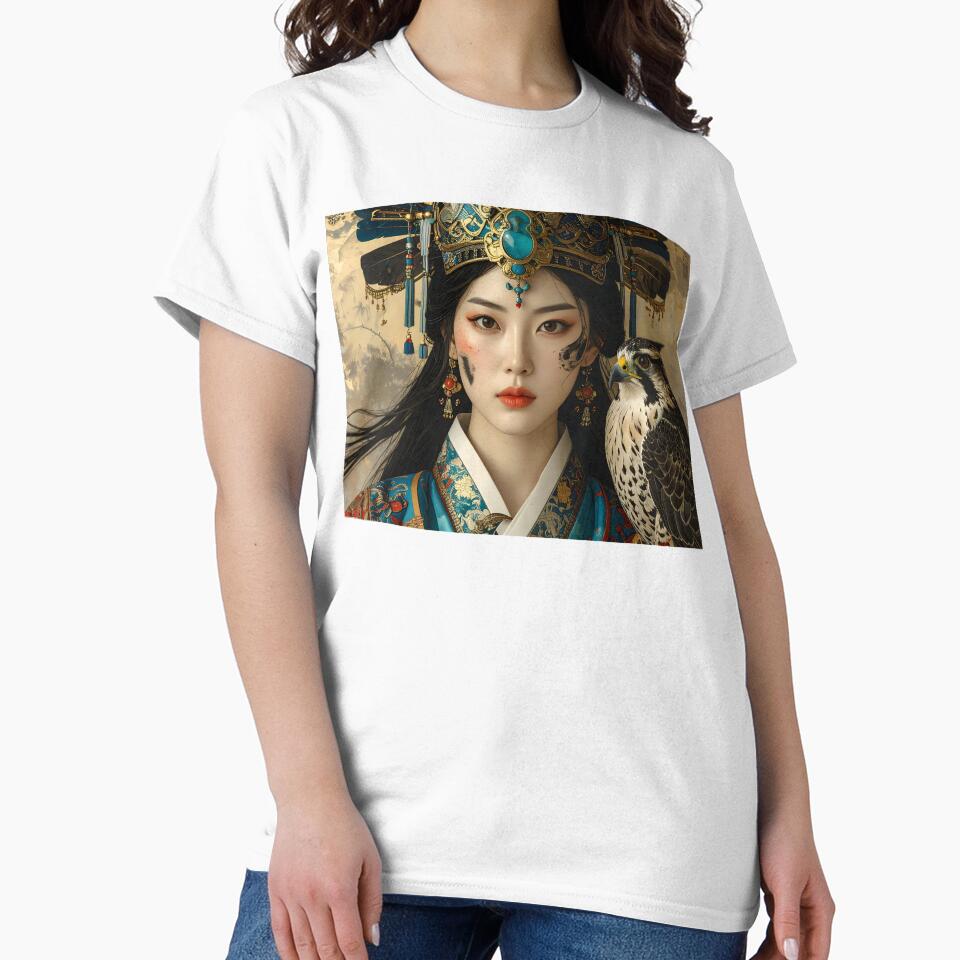 Imperial Asian Empress — Mystical Portrait with Falcon by Schoenenwald - Illustrations Uniques et Originales