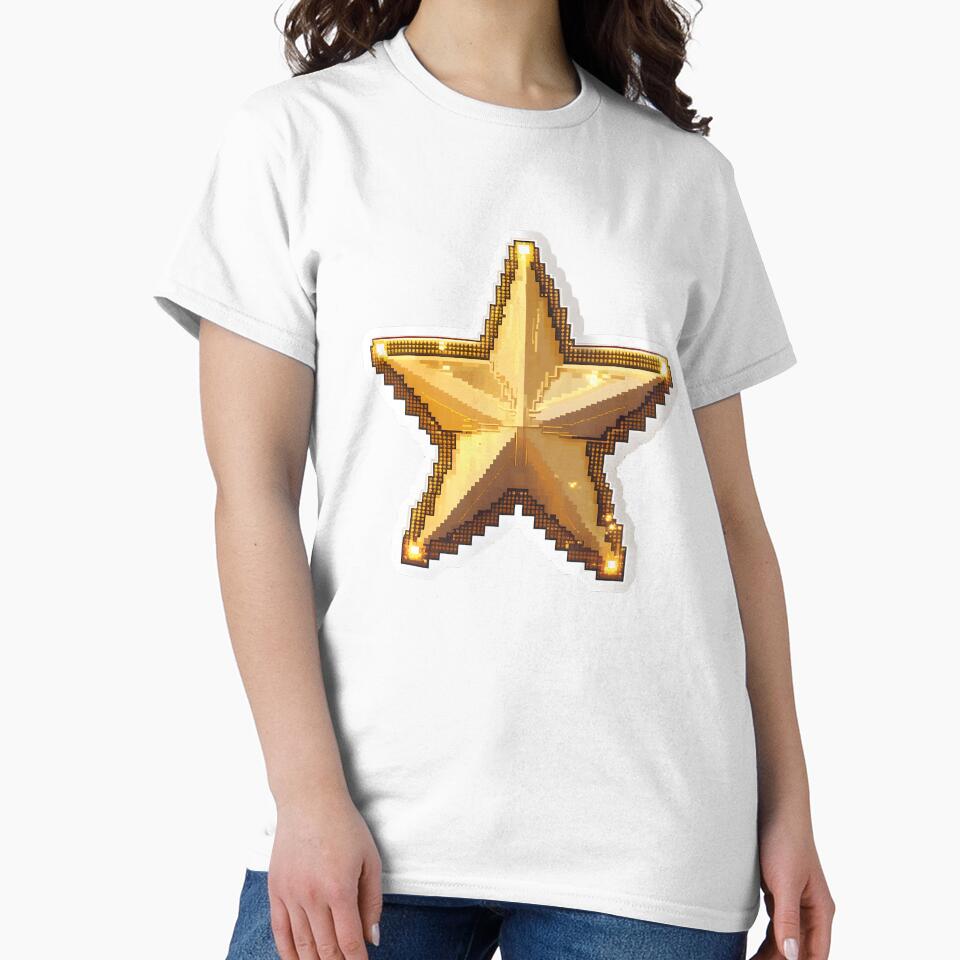 Cute Pixel Golden Christmas Star with Glowing Edges by BankMano