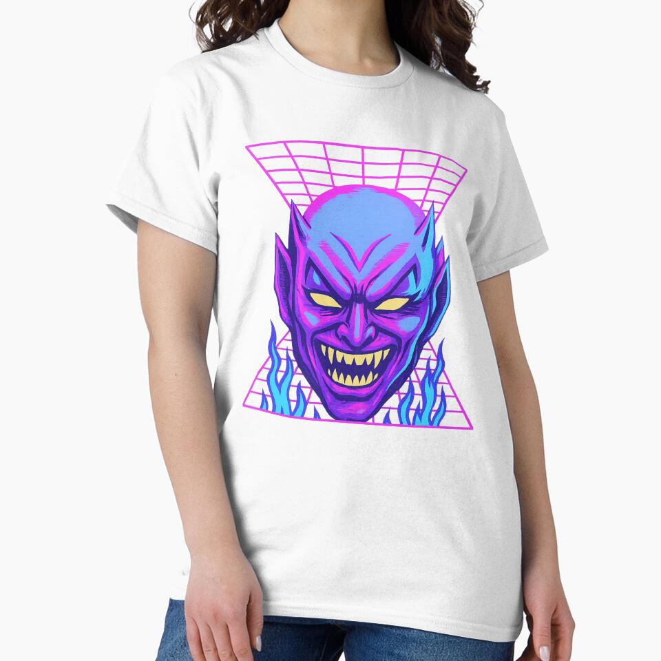 Synthwave Devil Head Retro Vapor Grid by electrovista