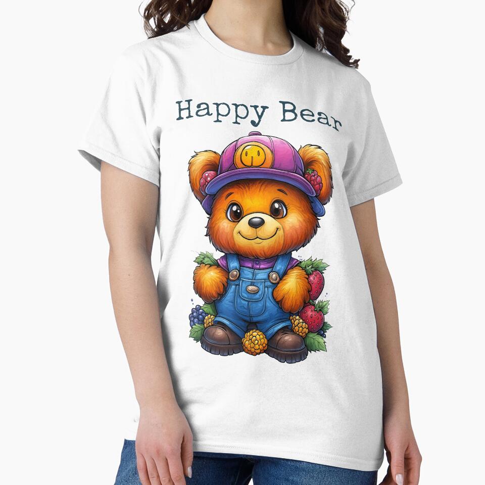 Happy Bear, Berry Bear Art, Cute Bear Design, Cartoon Bear Illustration, Whimsical Bear by BukkyStory