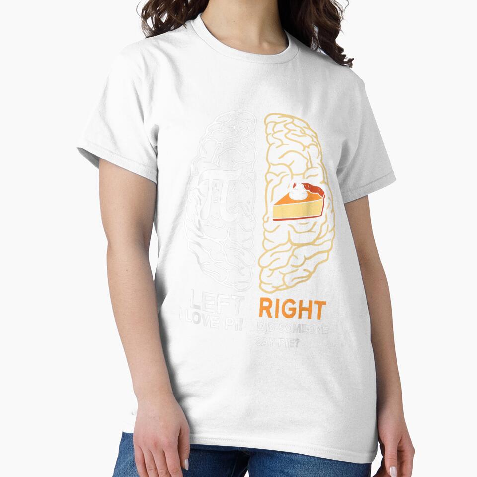 Funny Pi Day Left Vs Right Brain Pie Math Geek Gift by BradyAnthony