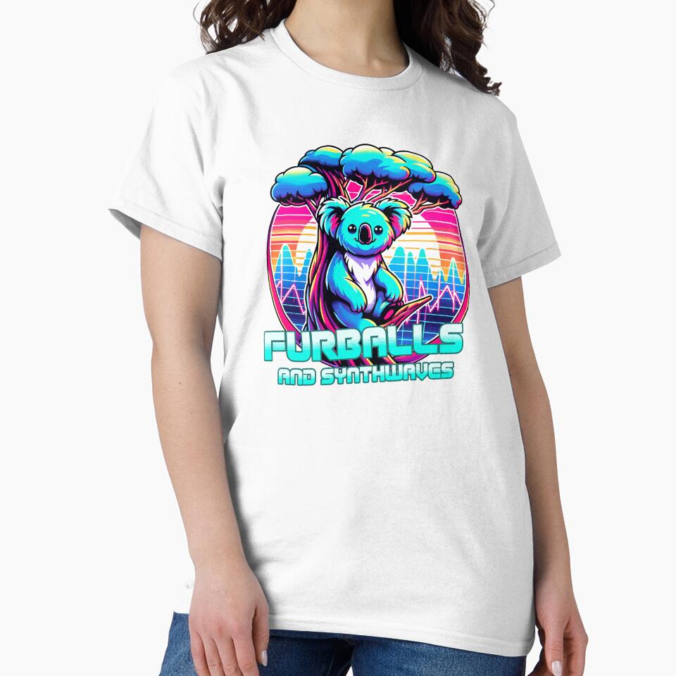 FURBALLS AND SYNTHWAVES – Neon Koala Retro Design by SunsetReverie