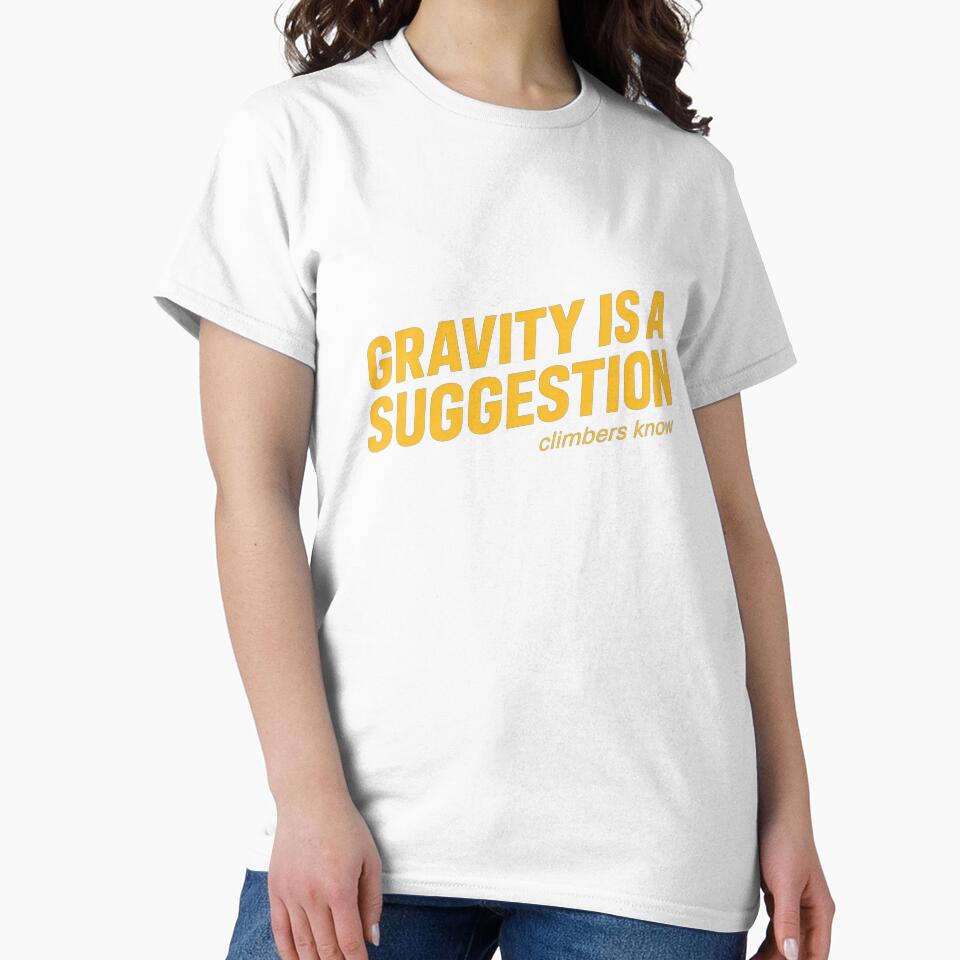 Gravity Is A Suggestion Funny Rock Climbing Typography Tee Sticker Climber Gift by sharifex