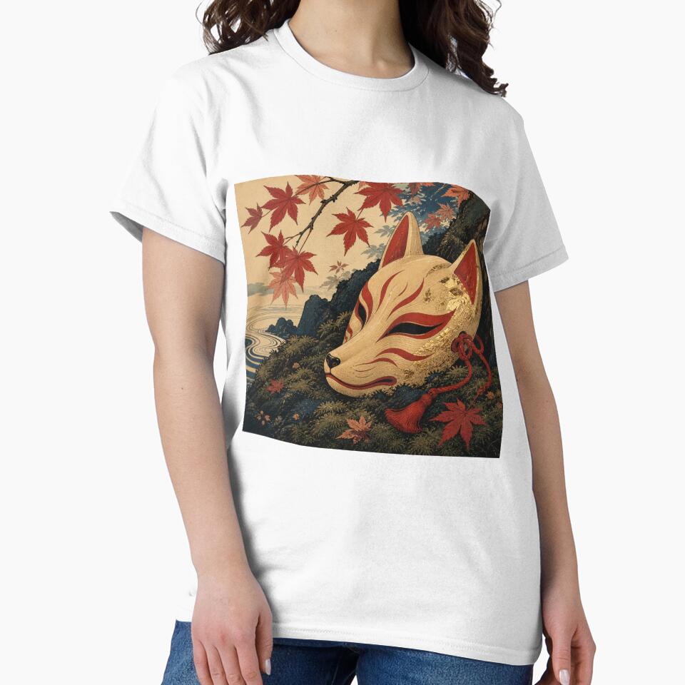 Kitsune Mask - Vintage Ukiyo-e Japanese Folklore Woodblock by bapupa