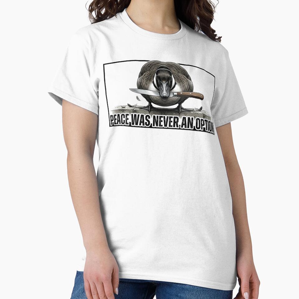 Peace Was Never An Option – Edgy Goose with Knife by YourWearPulse