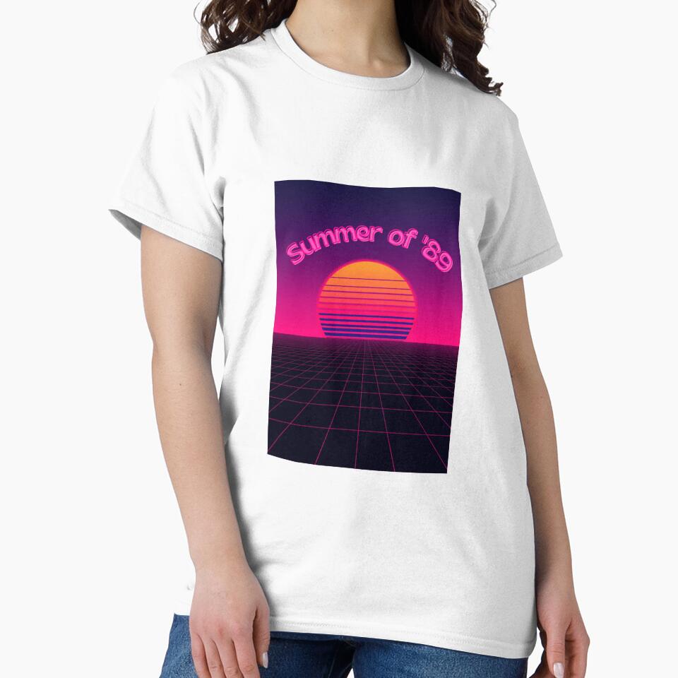 Summer of 89 Retrowave Cassette Tape Sunset Neon Vaporwave Design by jojodebondy