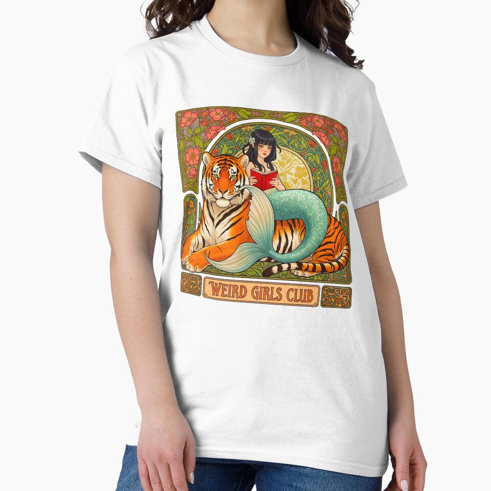 Weird Girls Club Art Nouveau Tiger and Mermaid by TeeARTHY
