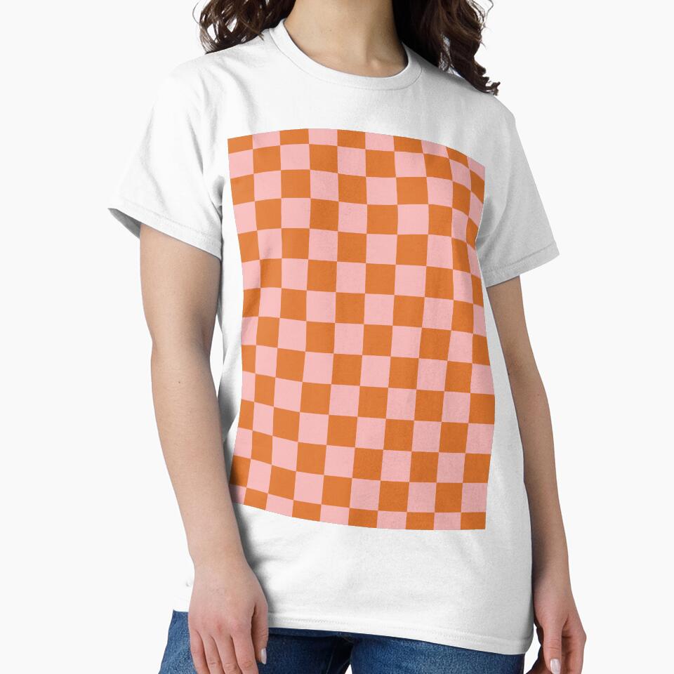 Checkerboard Mini Check Pattern Pink Orange by kierkegaard