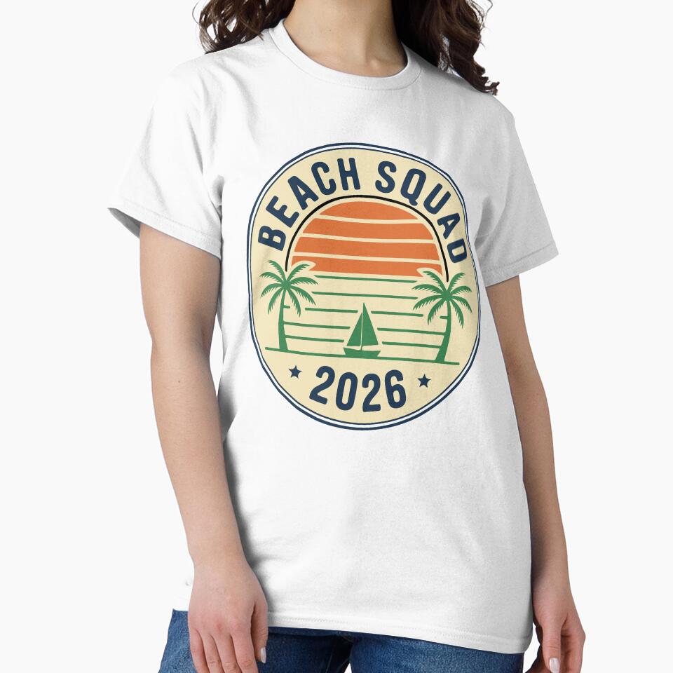 Beach Squad 2026 Retro Sunset Sailing Summer Group Vacation Art by PixelWaveBD