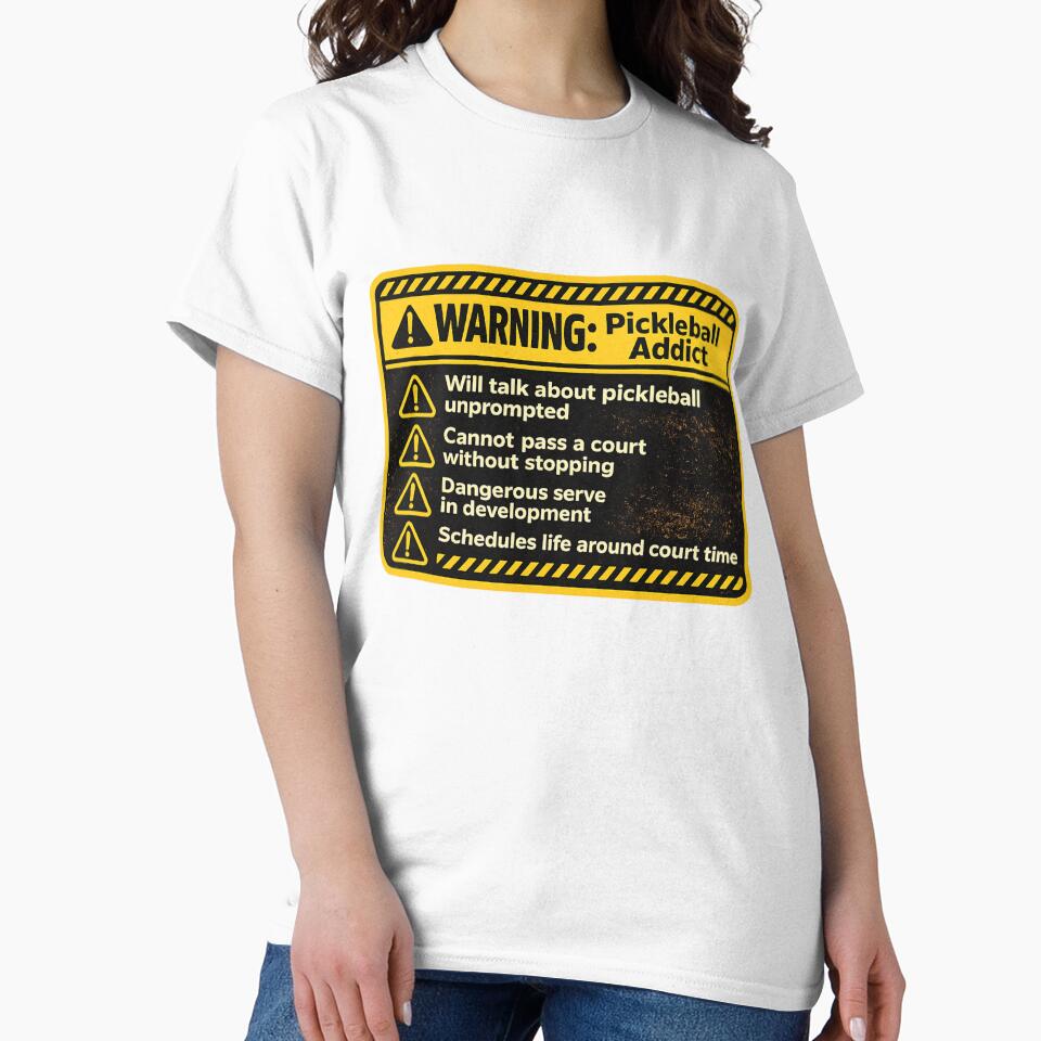 Warning Pickleball Addict – Funny Caution Label Humor Art | Pickleball Lover Gift by irfanshikh
