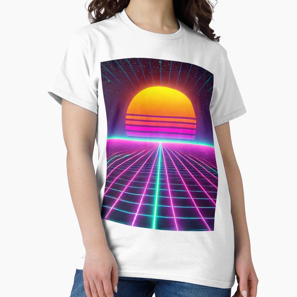 Neon Sunset Over Virtual Horizon in the Retro 80s by ElmoCreates