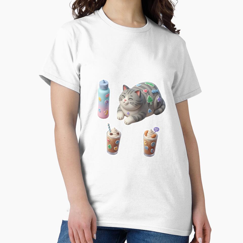 Cute 3D Clay Emotional Support Sticker Pack - Kawaii Cat and Iced Coffee by Gurjeetpixelart