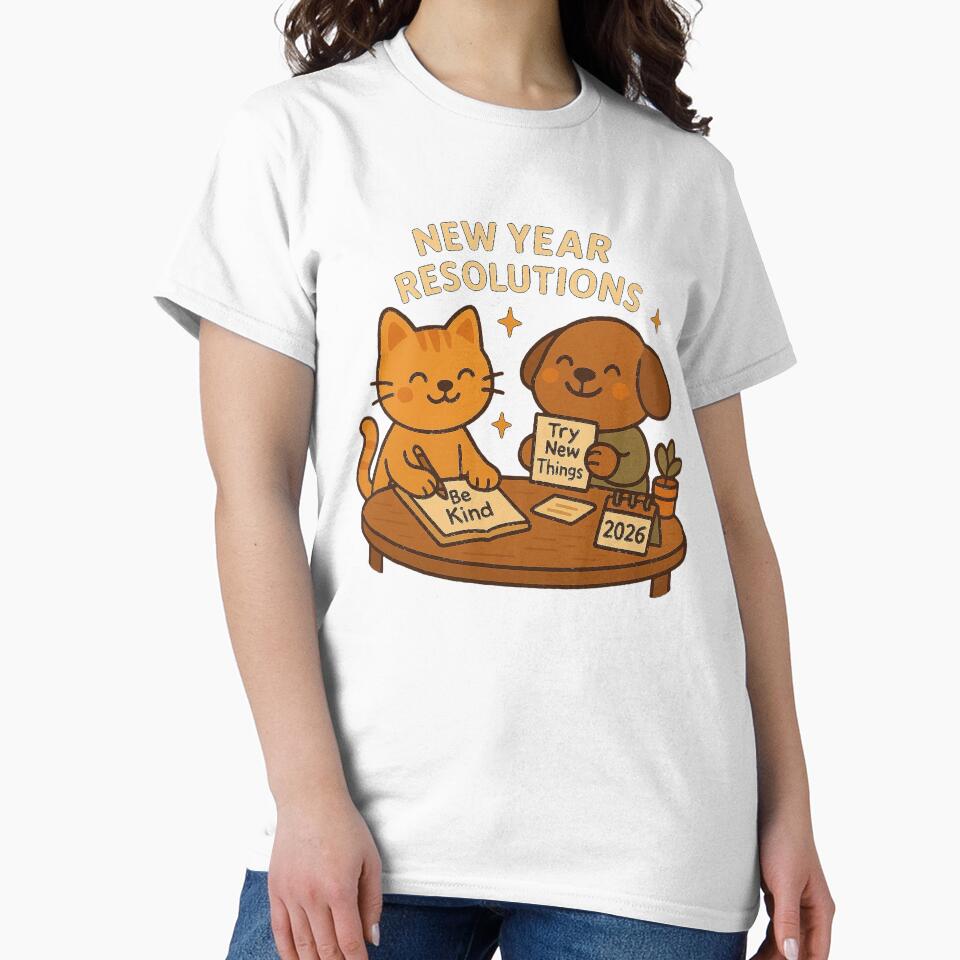 New Year Resolutions – Cute Cat and Dog 2026 Kawaii Motivational Design by StyleLap