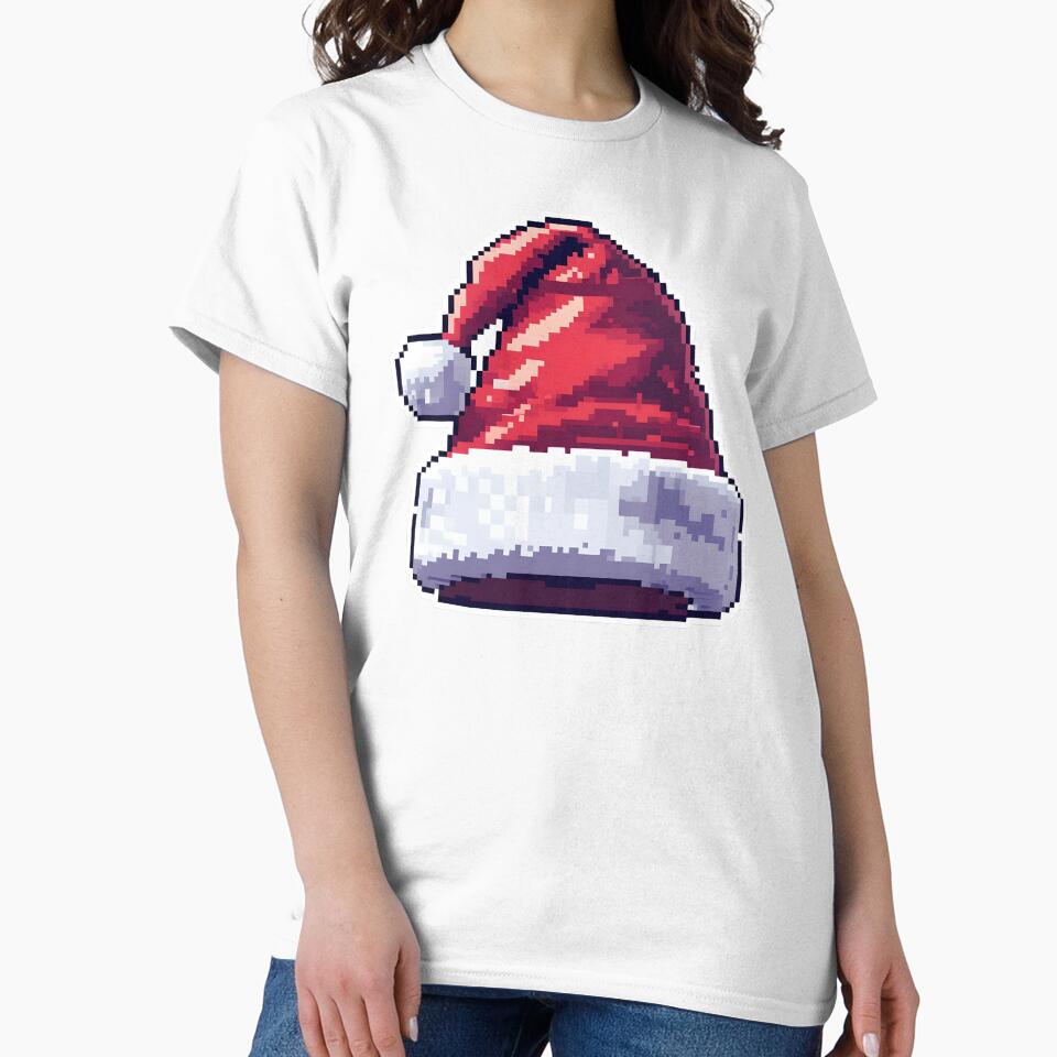 Cute Pixel Santa Hat with Fluffy Trim by BankMano