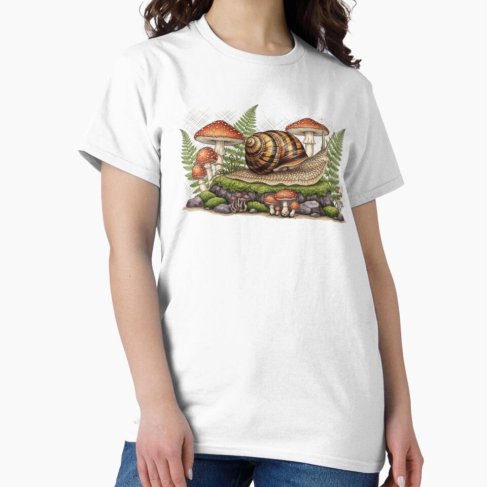 Goblincore Tiger Snail Vintage Botanical Forest Art by saiful020
