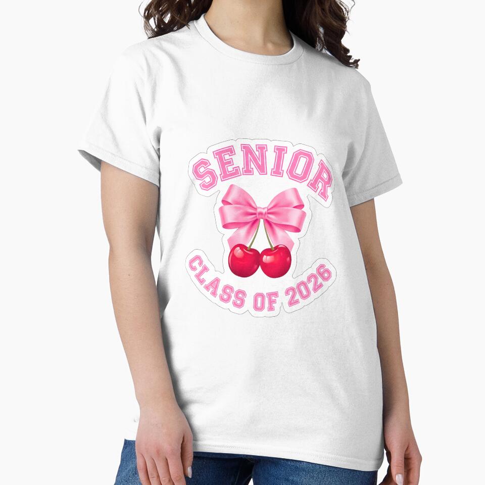 Senior 2026 Coquette Bow Cherry - Class of 2026 Pink Aesthetic by Abdeelol