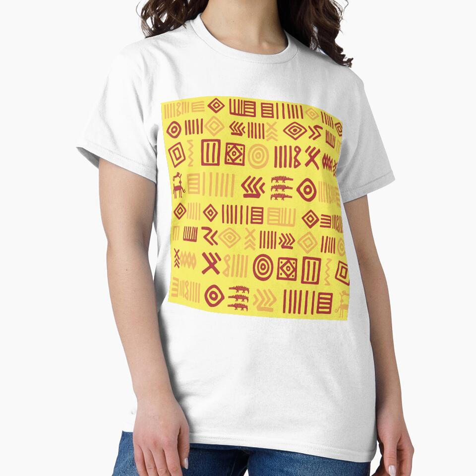 Authentic Bogolan Pattern - Yellow Tribal Art by Wolagno