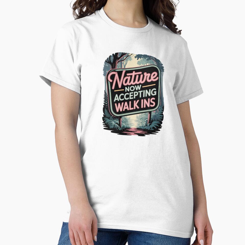 Nature Now Accepting Walk Ins – Retro Forest Neon Sign Design by Free Soul Designs
