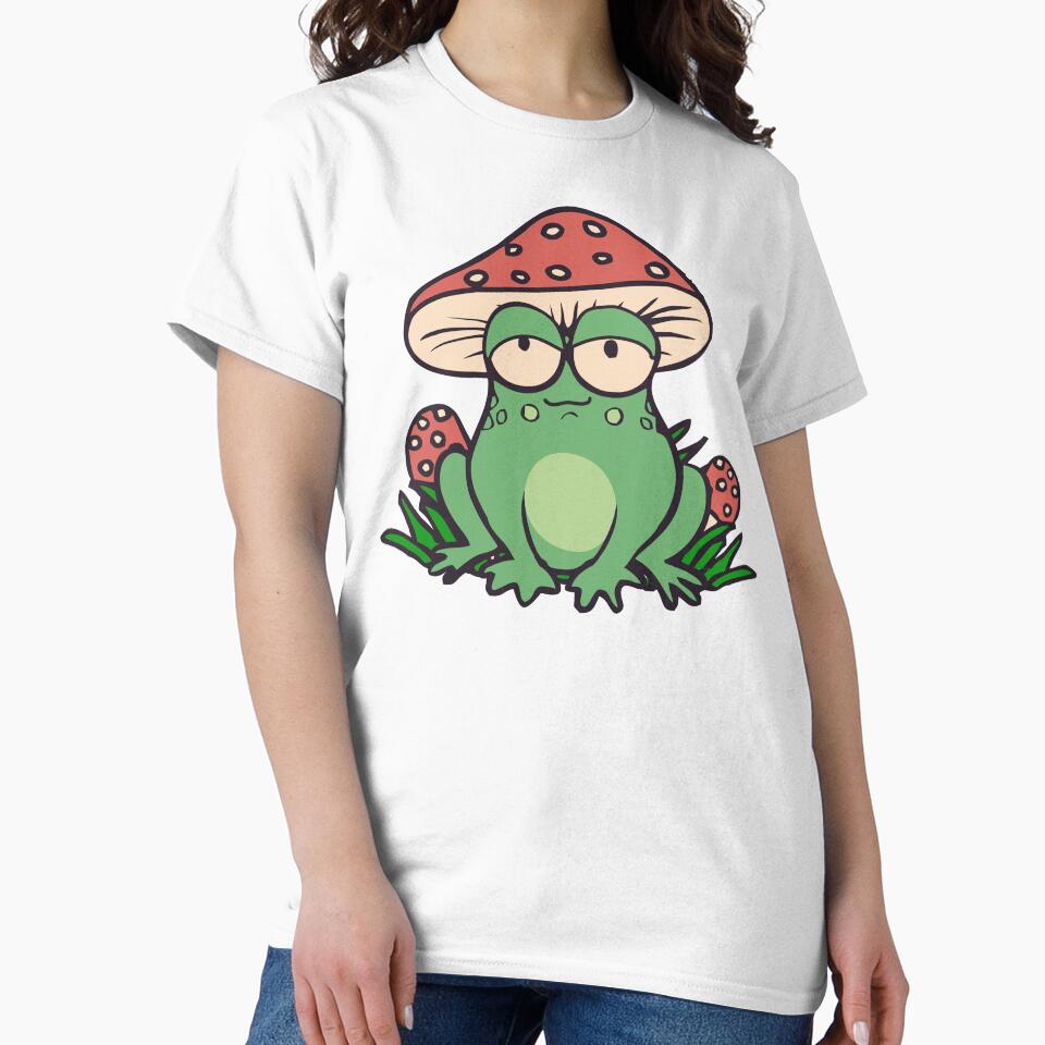 Frog in Mushroom Hat Cottagecore Aesthetic Fairy Frog Lover Gift by alenaz
