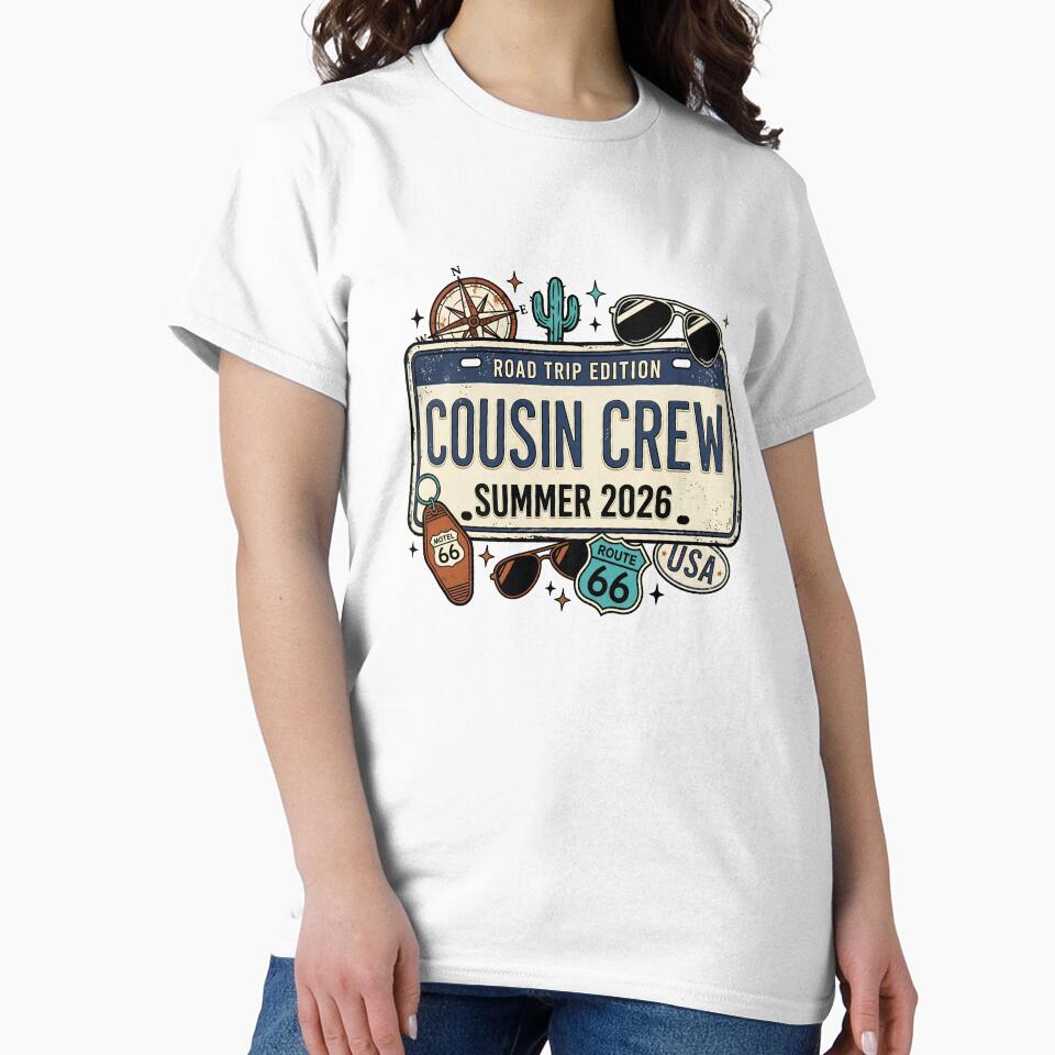 Cousin Crew Summer 2026 Family Vacation Matching Retro Beach Reunion Design by get55shirt