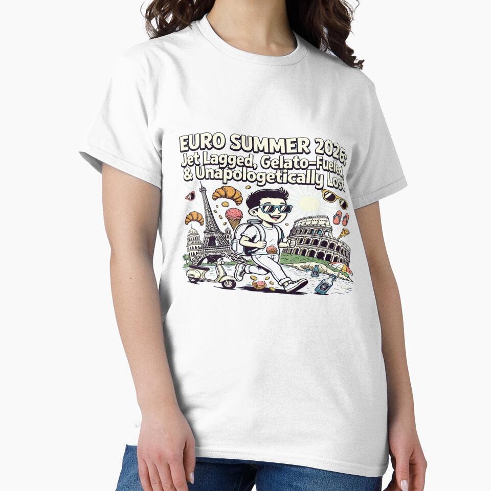Euro Summer 2026 – Jet Lagged, Gelato-Fueled & Unapologetically Lost | Funny Europe Travel Graphic T-Shirt Design | Printable PNG by Sushikidsntod