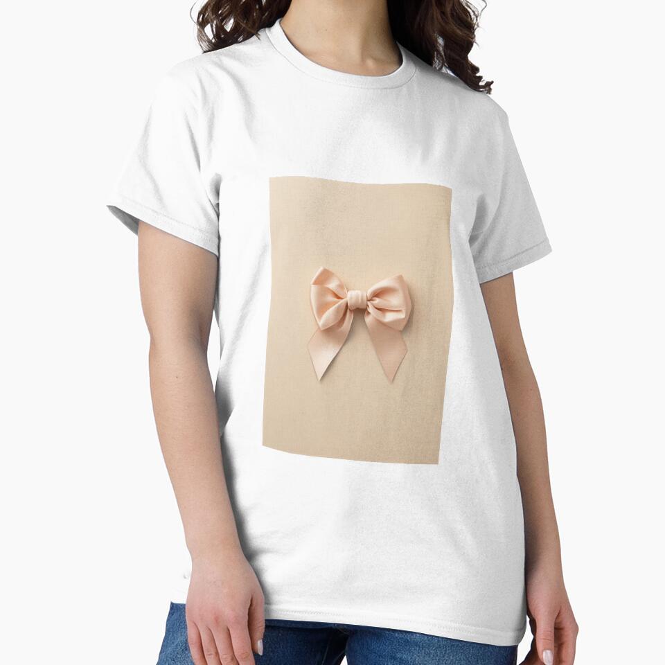 Blush Satin Bow - Minimalist Rose Beige Bow by SatinPosterCo