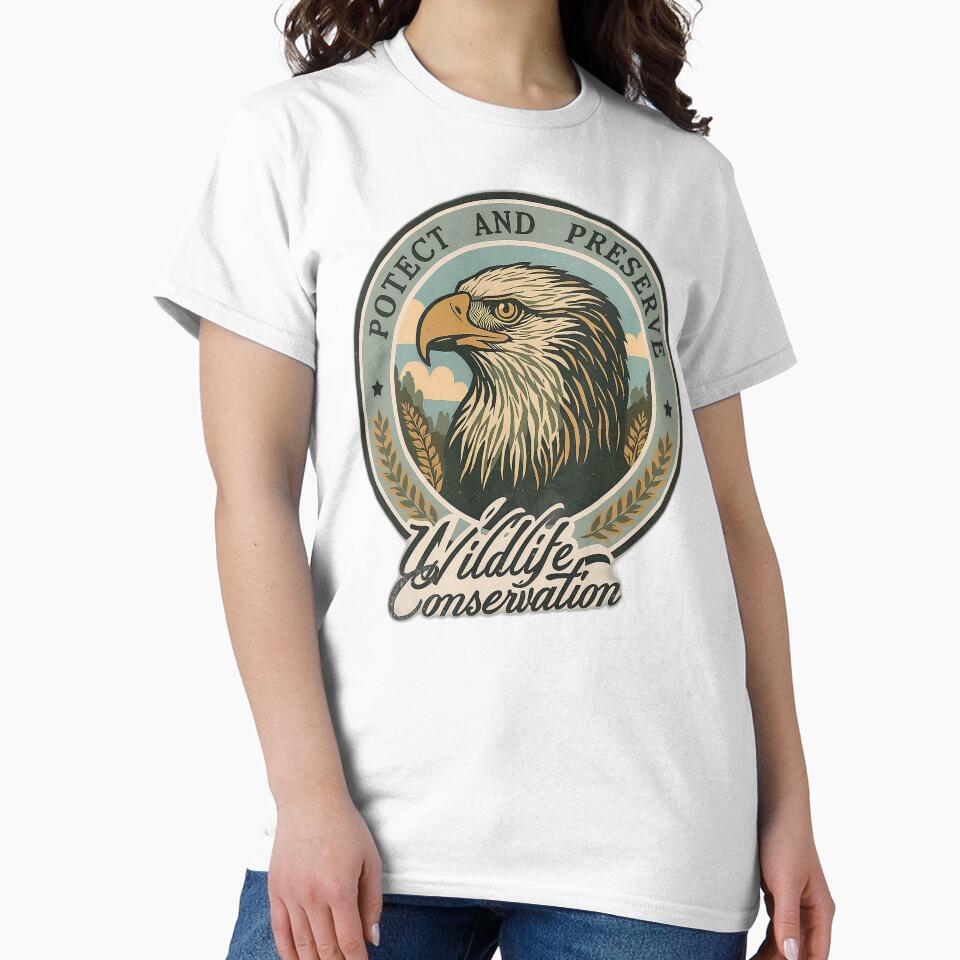 Protect and Preserve Wildlife Eagle Conservation Vintage Art by Evergreen Horizon Works