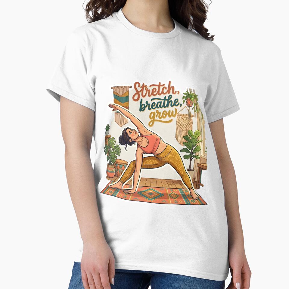 Yoga Girl Aesthetic Stretch Breathe Grow by PixelStickerCo