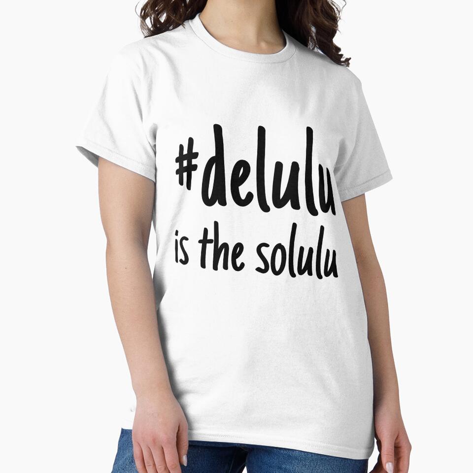 Delulu is the Solulu | Funny Aesthetic Black Magenta Lettering Design by MFGB-Creations