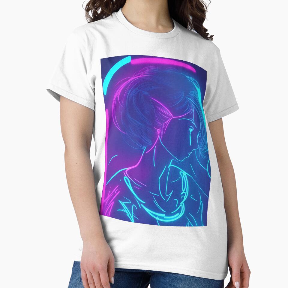 Girl Fairy Dark Blue Neon Light by Yellowriversss