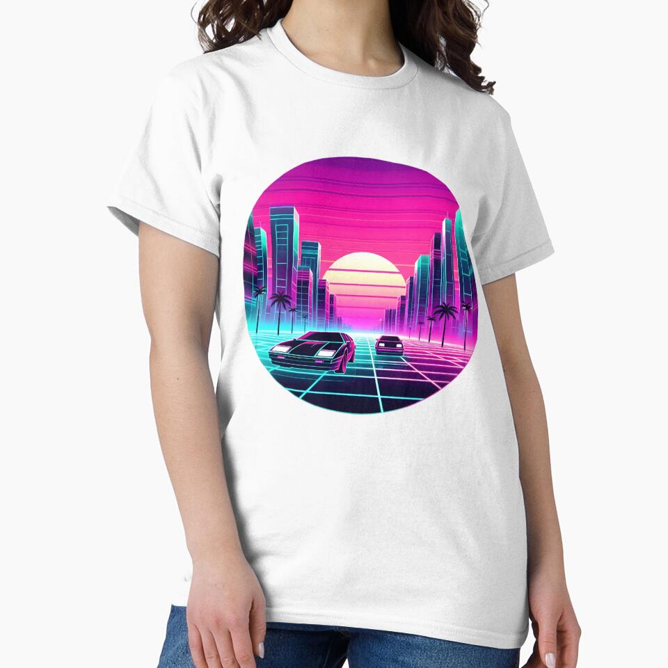 Retro Futuristic Neon City Drive by IllumeInk
