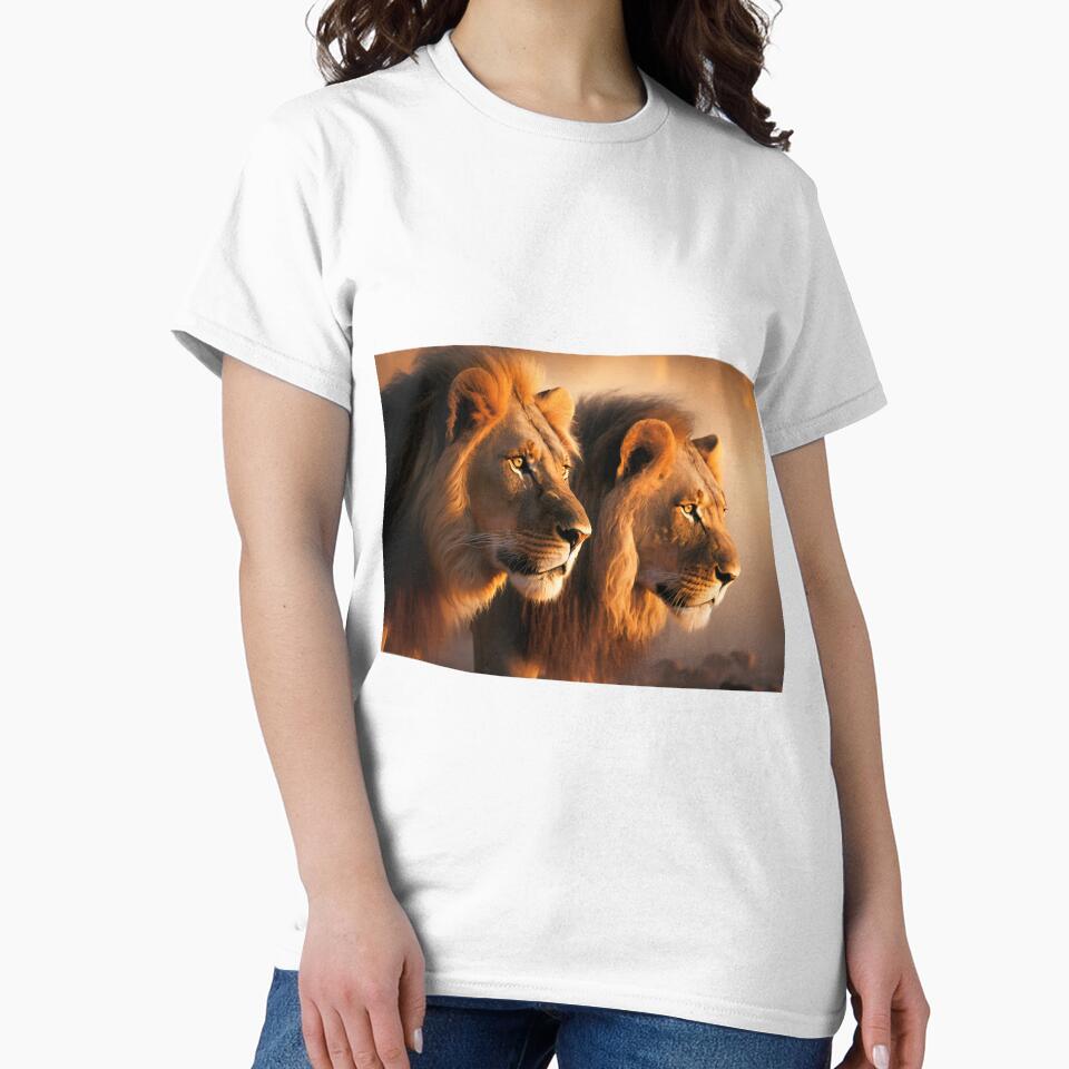 Two lion brothers on African savannah by RK - Shop