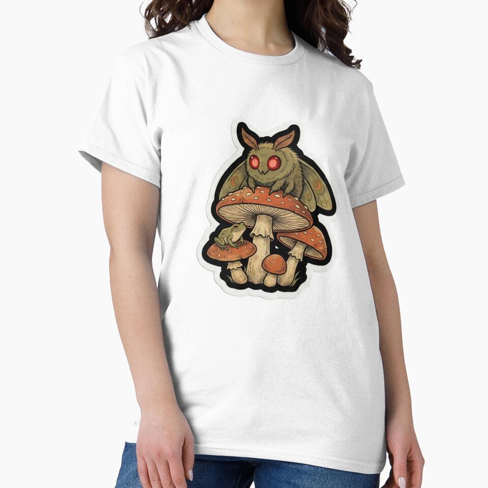Vintage Cryptid Field Guide Mothman and Mushroom Goblincore Spring Nature Illustration by StickyGuys