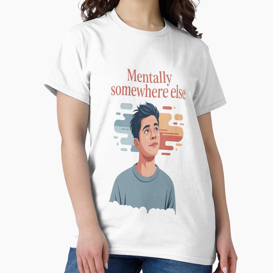 Mentally Somewhere Else – Minimalist Vector Art T-Shirt by FrameRoom