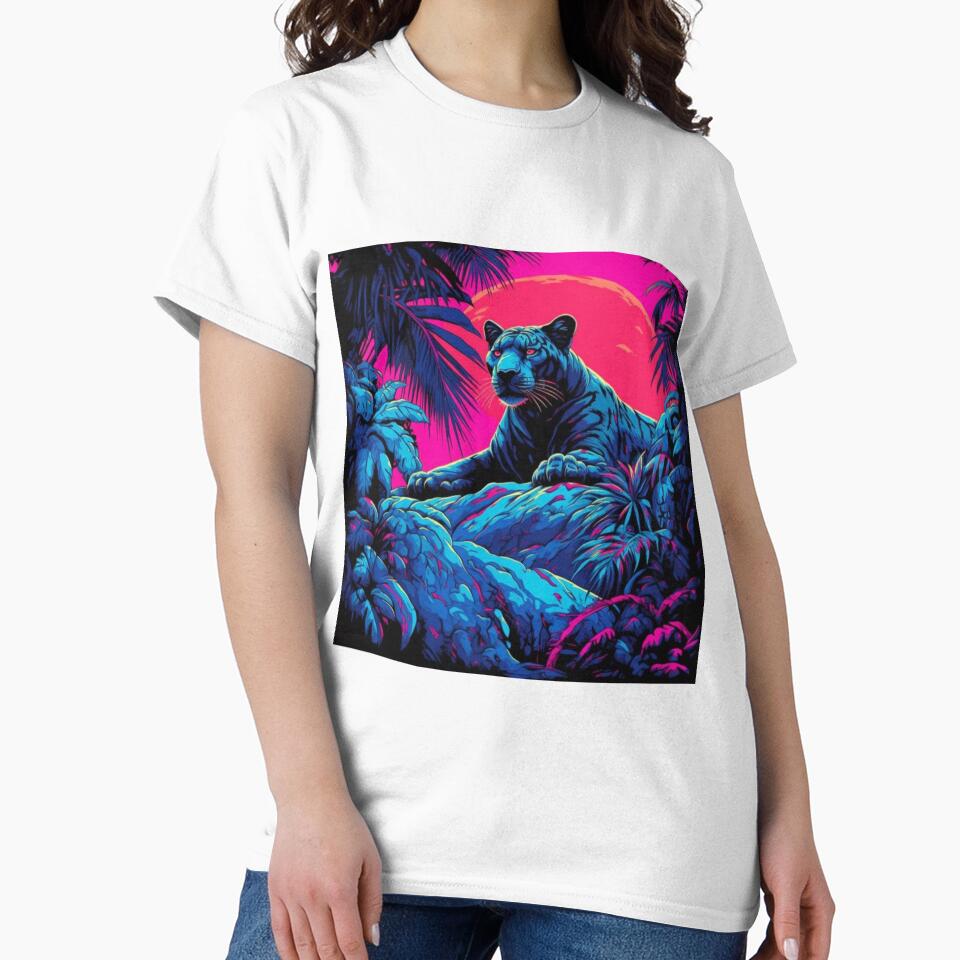 Neon Art of Majestic Black Panther in Wildlife by JustArtDesign9