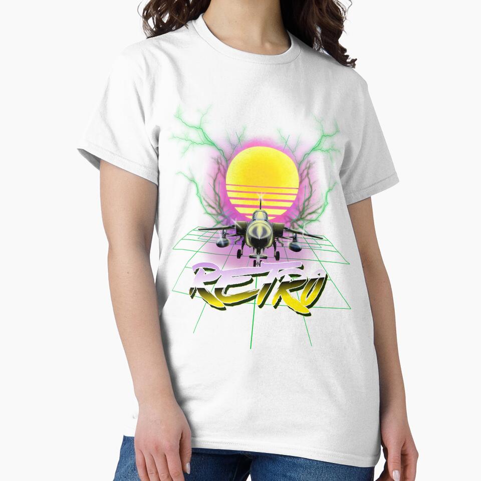 Retro Synthwave Jet - 80s Aesthetic T-Shirt Design by greenstar21