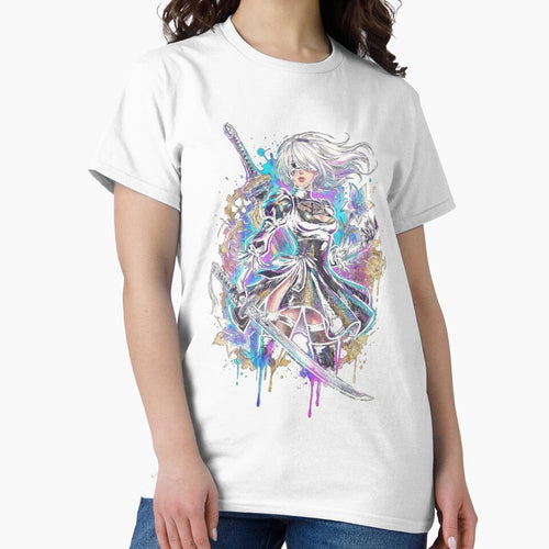 2B NieR Vaporwave Retro Wave Pink Blue Gradient Portrait by Senpaiwaves