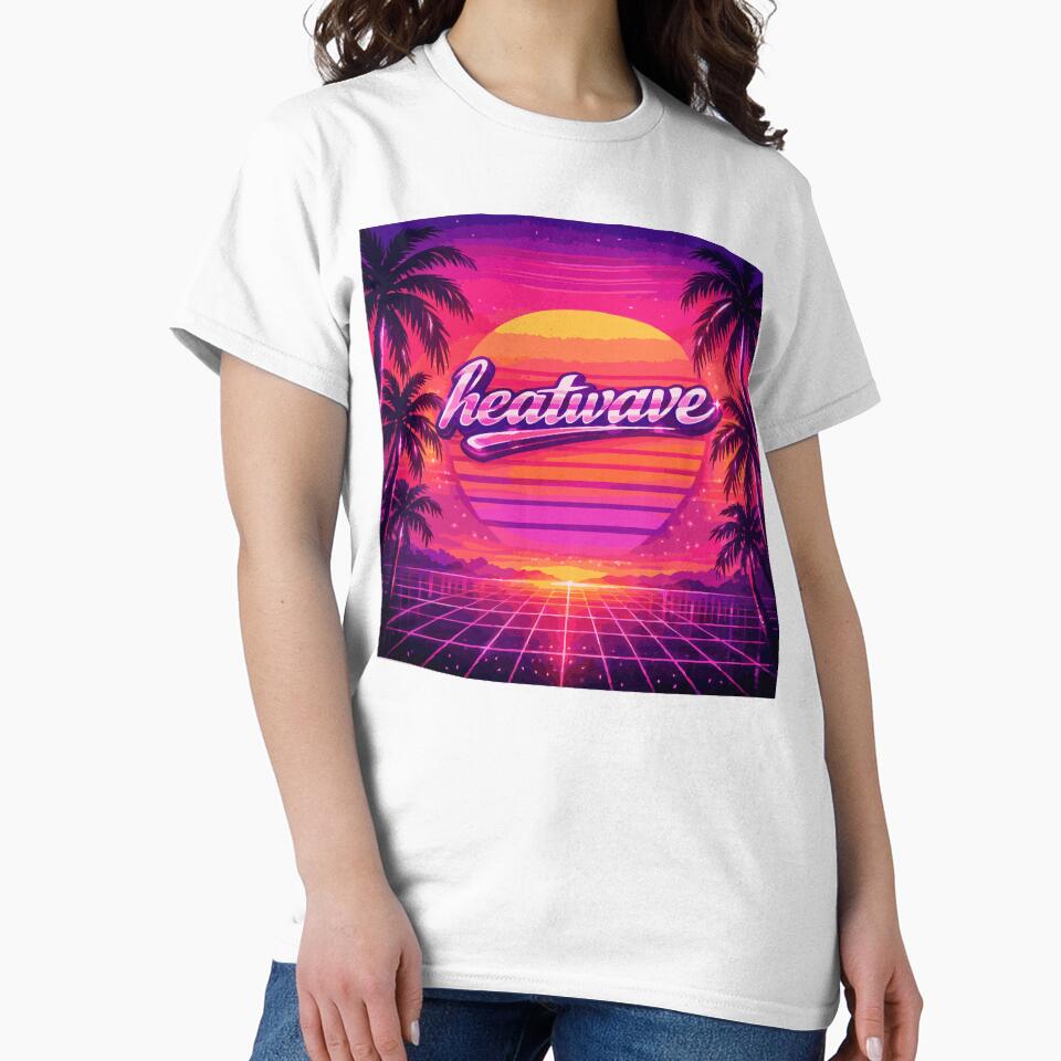 Heatwave – Retro Synthwave Sunset with Neon Grid  Palm Trees by DesignbyAnnaM