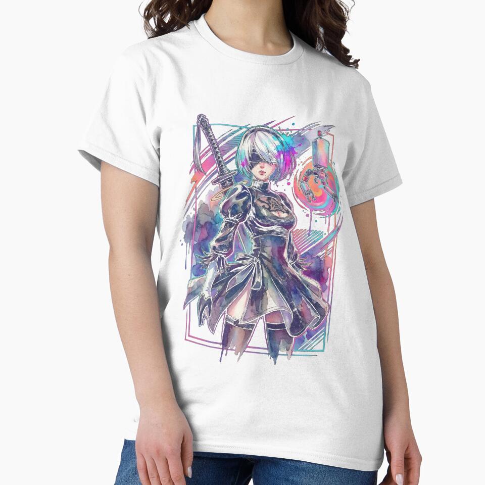 NieR Automata 2B Vaporwave Aesthetic Neon Synthwave Design by Senpaiwaves