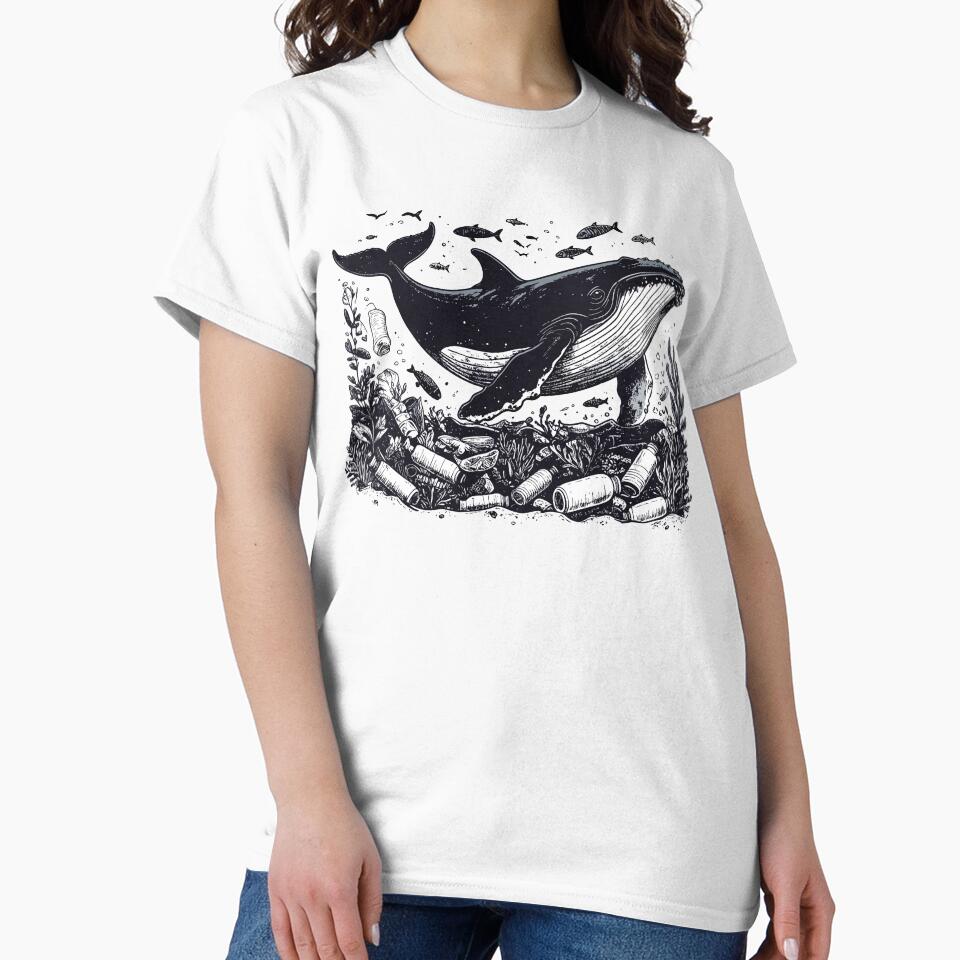 Whale Struggling in Ocean Plastic Waste by Artprintmaking