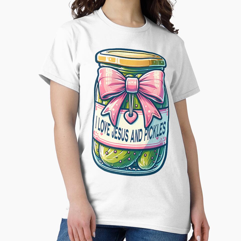 I Love Jesus And Pickles With Cute Coquette Bow Aesthetic by TaraAnnie