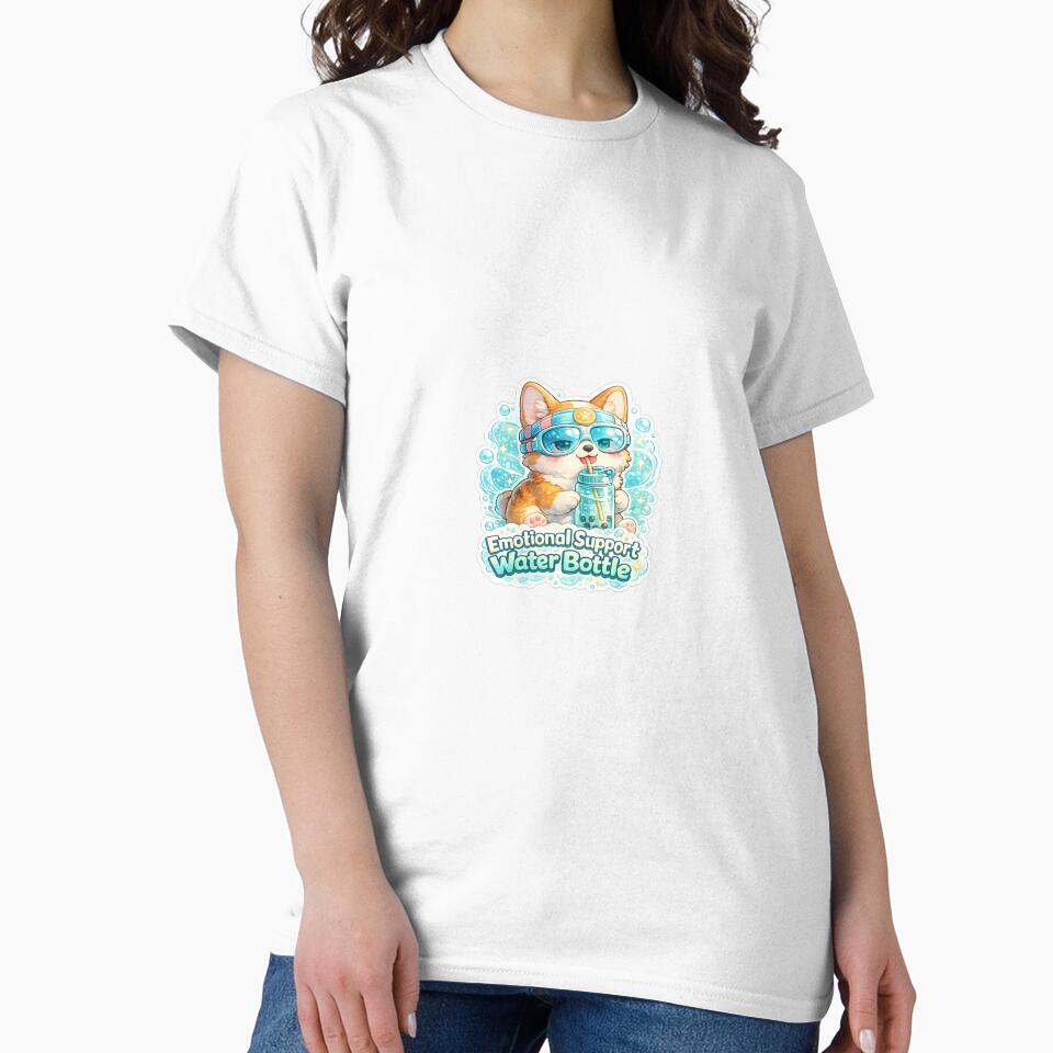 Chibi Corgi Emotional Support Sticker – “Emotional Support Water Bottle” by SparkVault
