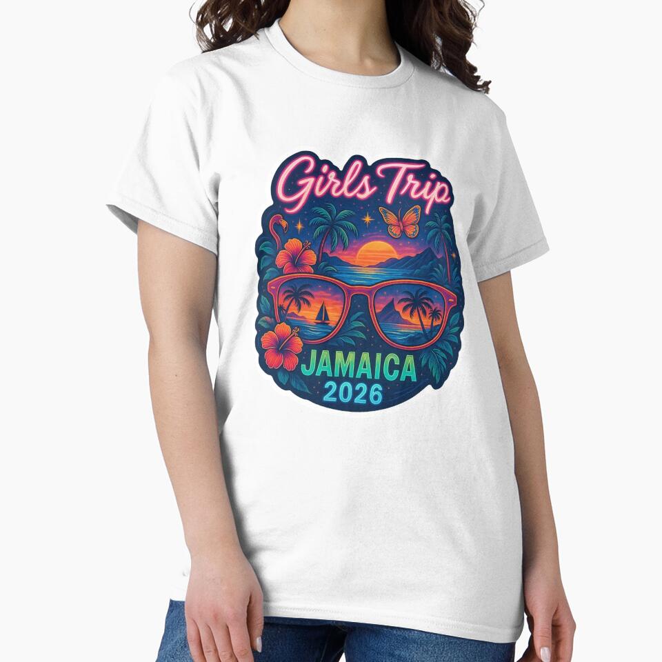Girls Trip Jamaica 2026 Sticker – Retro Neon Travel Design by CoachEkong