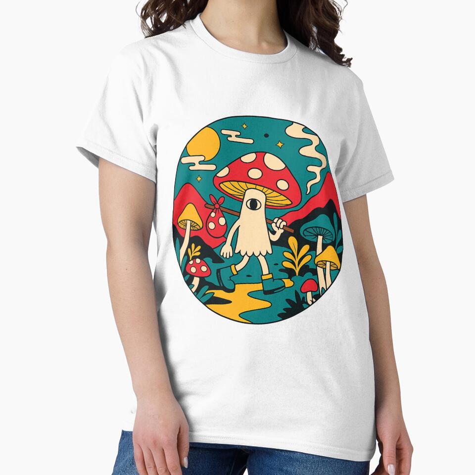 Psychedelic Mushroom Wanderer – Trippy Forest Creature with Eye | Cute Surreal Nature Art by MonkeyVibe