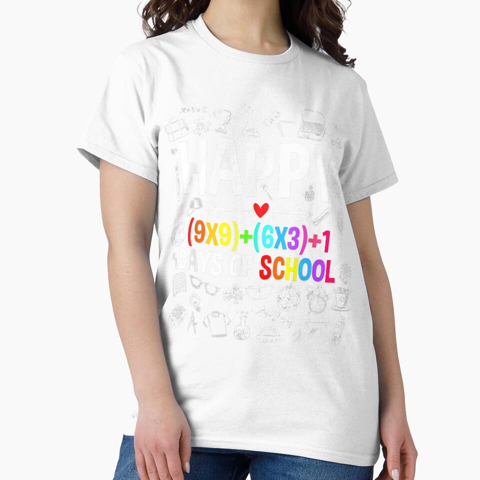 Funny Happy 100 Days of School Math Teacher Girl Boy by PedroxFigueroa