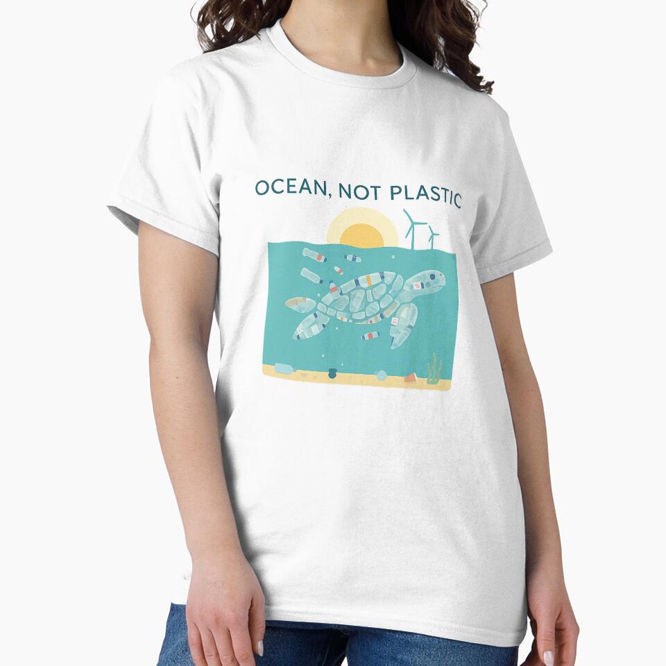 Ocean Not Plastic Sticker – Minimalist Eco Turtle Design  Description: by Mirkoniart