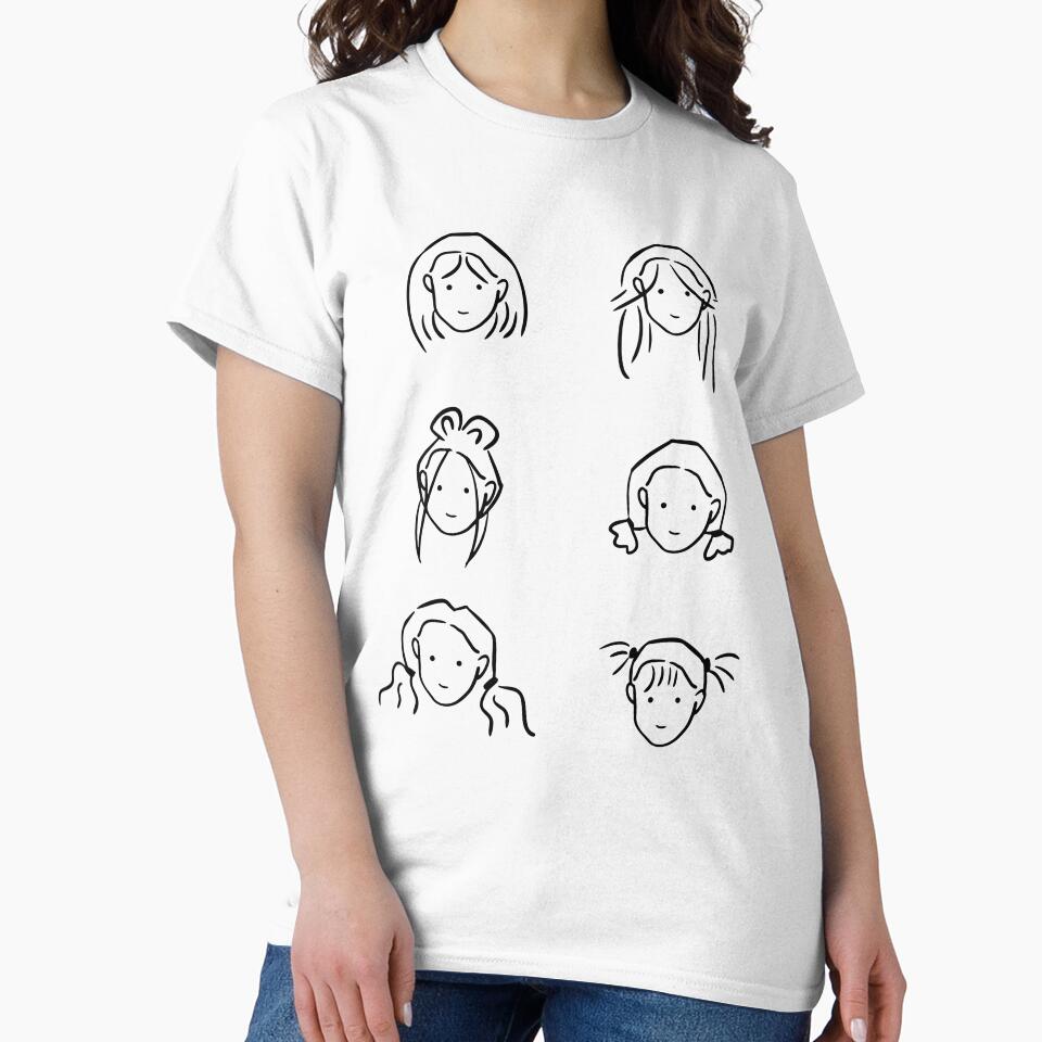 Modern Hairstyle Doodles: Minimalist Black & White Designs by RM-Journey