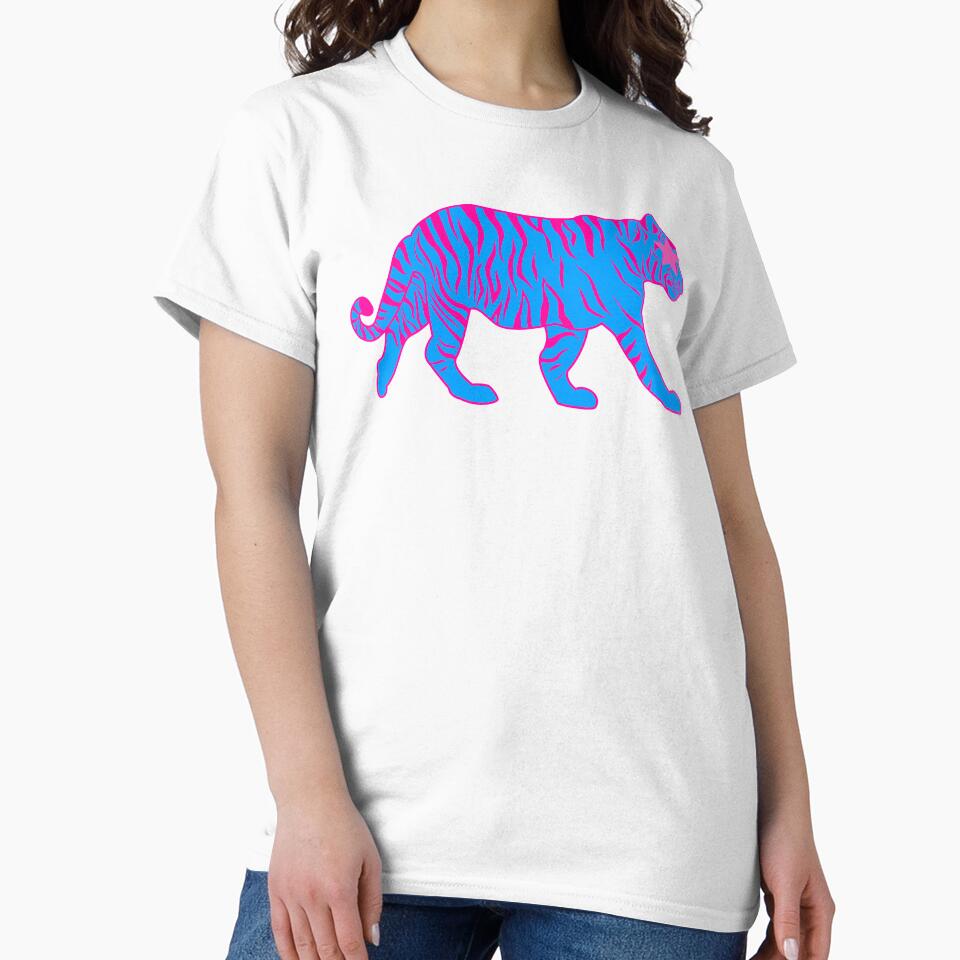 preppy pink and blue tiger with pink star by SUUSCK ★